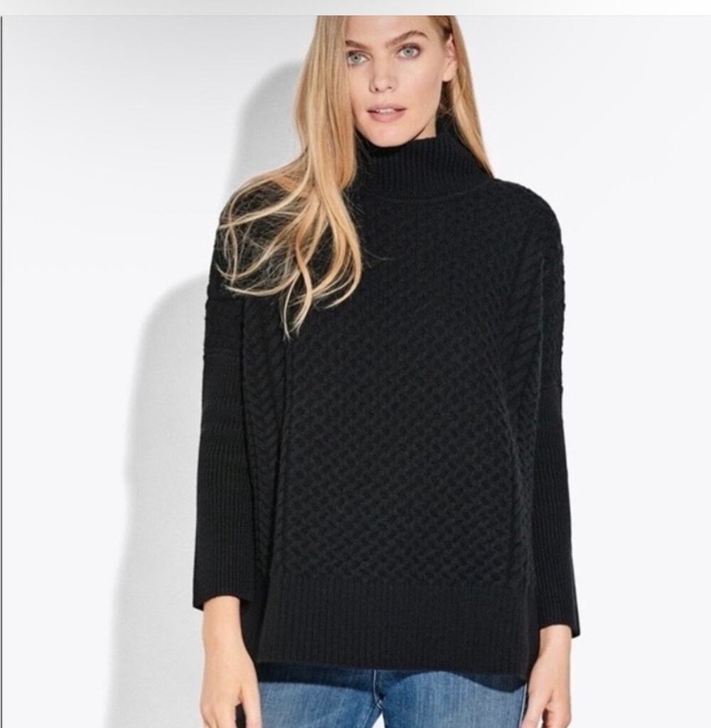 AYR Le Square Extra Fine Merino Wool Black Chunky Knit Sweater Size Small